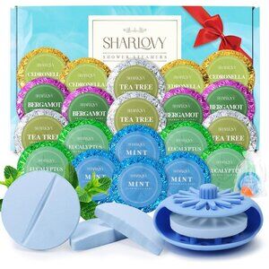 20 PC Shower Steamers Aromatherapy Organic w/Tray Energy Restoring Stress Relief